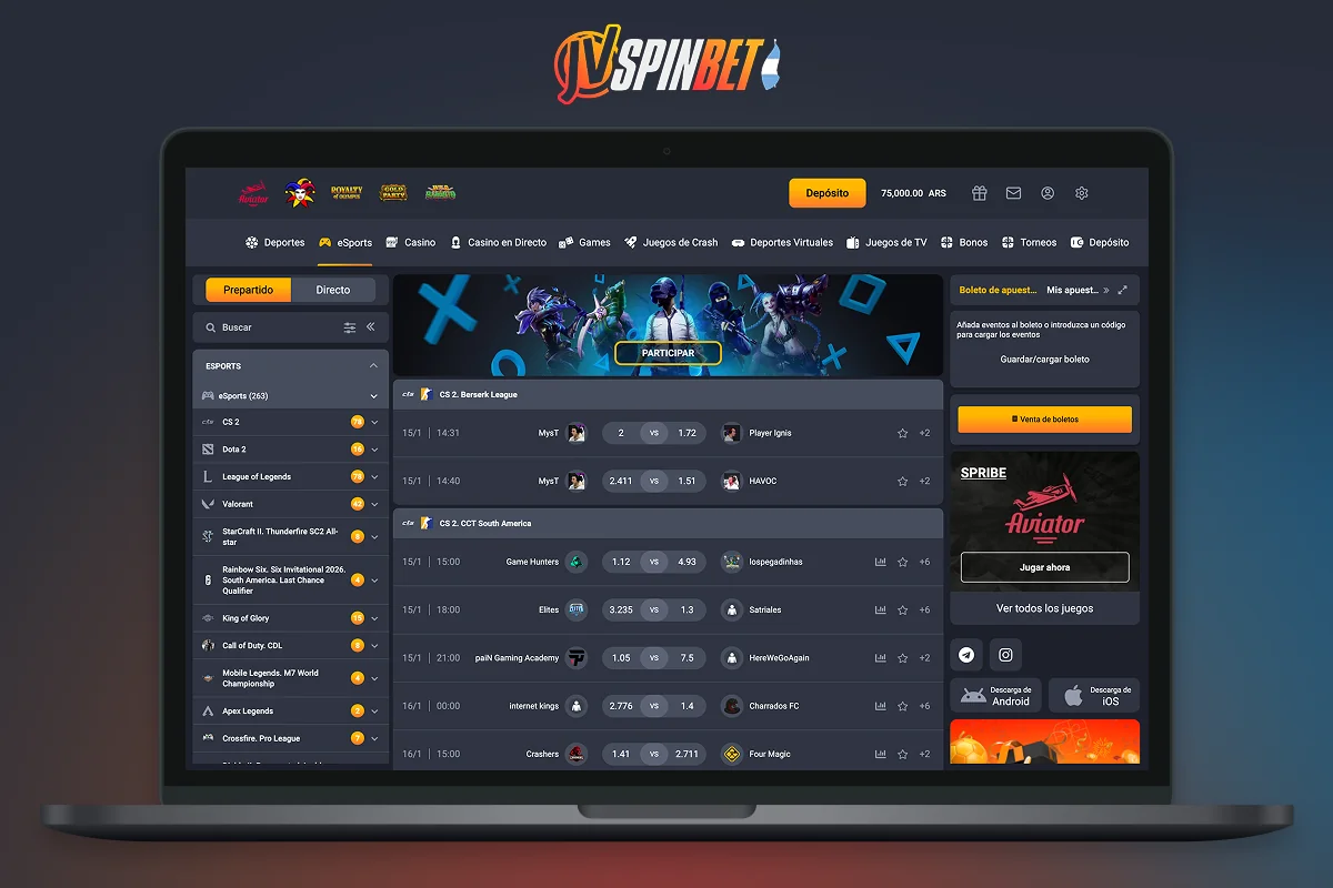 Las apuestas en deportes electrónicos son bastante populares en JVSpin