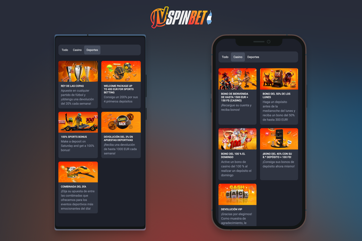 Aprovecha las ventajosas bonificaciones de la aplicación Jvspin