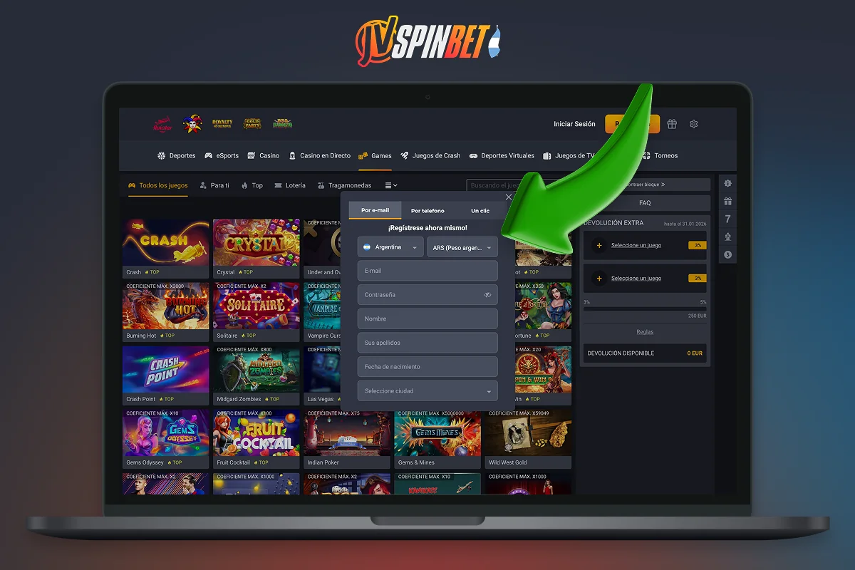El proceso de registro en Jvspin es muy sencillo.